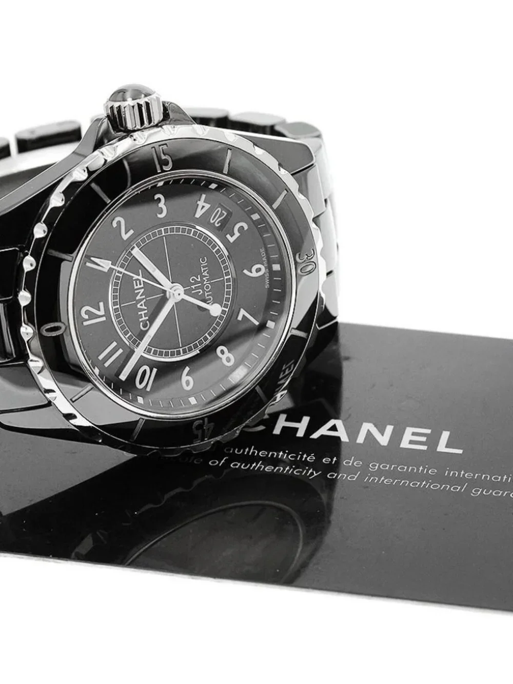 CHANEL J12 H0685 Black Ceramic 38MM Date Black Dial Automatic Men's Watch_967681